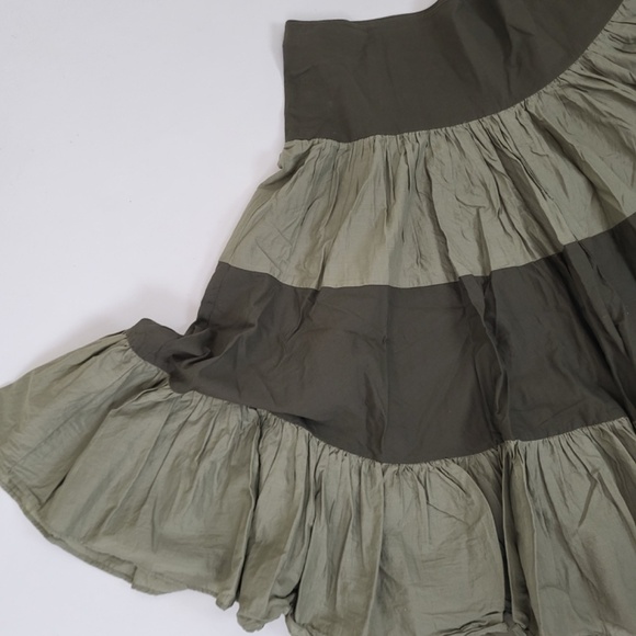 Y2K Tiered Midi Skirt Circle Full A-line Ruffle Cotton Twirl Flowy - Picture 4 of 10